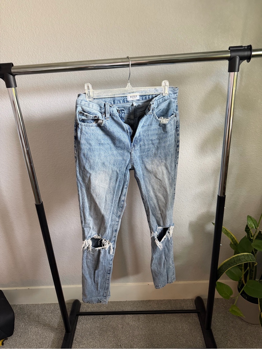 pistola light wash ripped skinny jeans